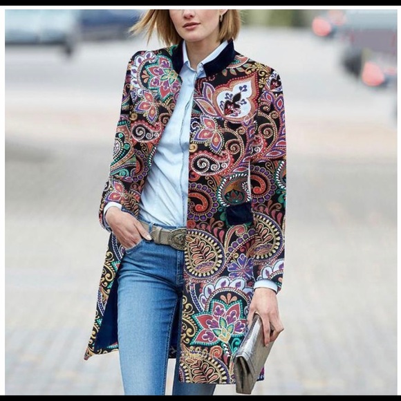 Jackets & Blazers - Fashion floral Long Coat